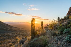 Sunset viewed from mountains in Tucson, where you can find great rental properties.